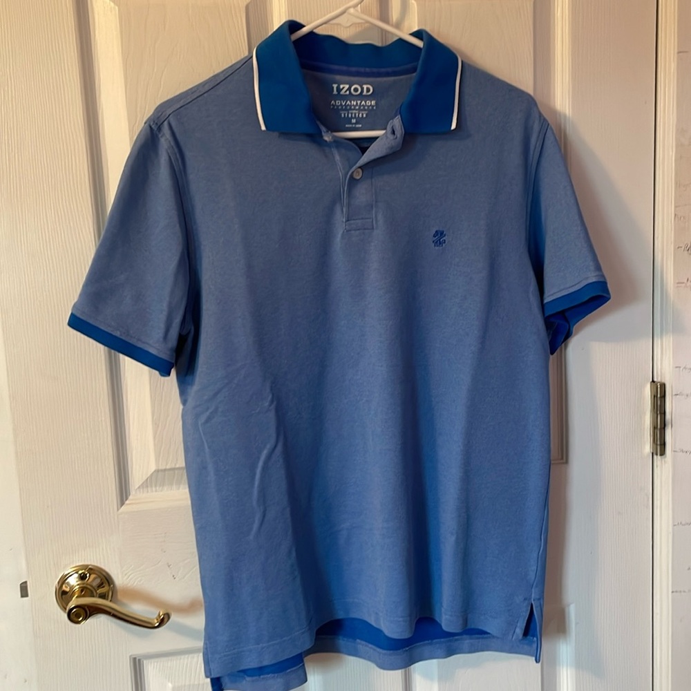 Izod men’s advantage performance natural stretch polo blue sz M